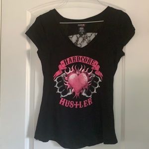 Black T-shirt with Lace Back